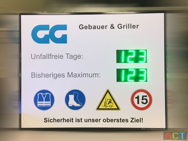 ACT GmbH LED-Displays - Tageszähler unfallfreie Tage