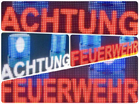 LED graviertes Hinweisschild ACHTUNG ALARMANLAGE AKTIVIERT mit